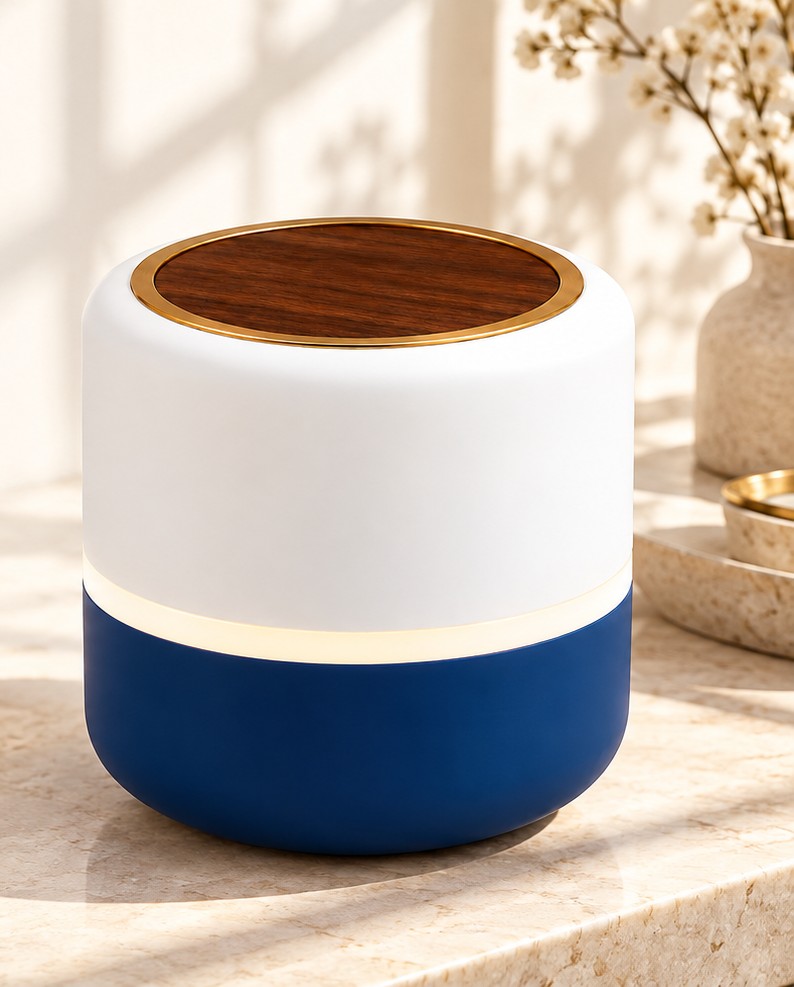 BIU SONA in Blue, a rounded wood-topped sound device